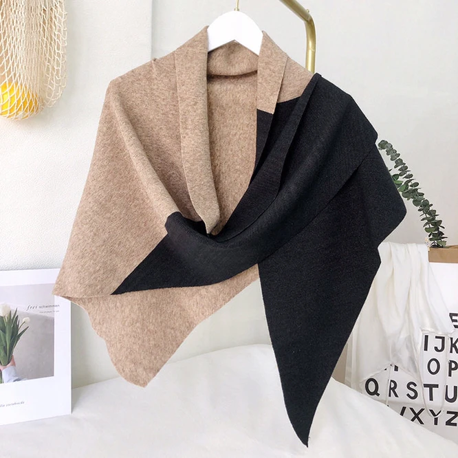 Spring Autumn Knitted Women's Shawl Thin Cape With Skirt Air Conditioning Room Shoulder Protection Color Matching Beige new women autumn cotton tassel shawl aztec floral patchwork style pashmina wrap thick sun protection summer soft shawl 180 100cm