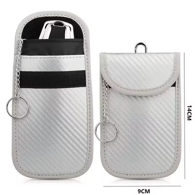 Carbon Fiber RFID Shielding Faraday Key Pouch - Anti-Theft, Anti-Induction, Neutral Style