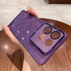 Luxury Glitter Lens Film Full Protection Shockproof Bumper Cover - Moto Edge 60 5G (PURPLE)