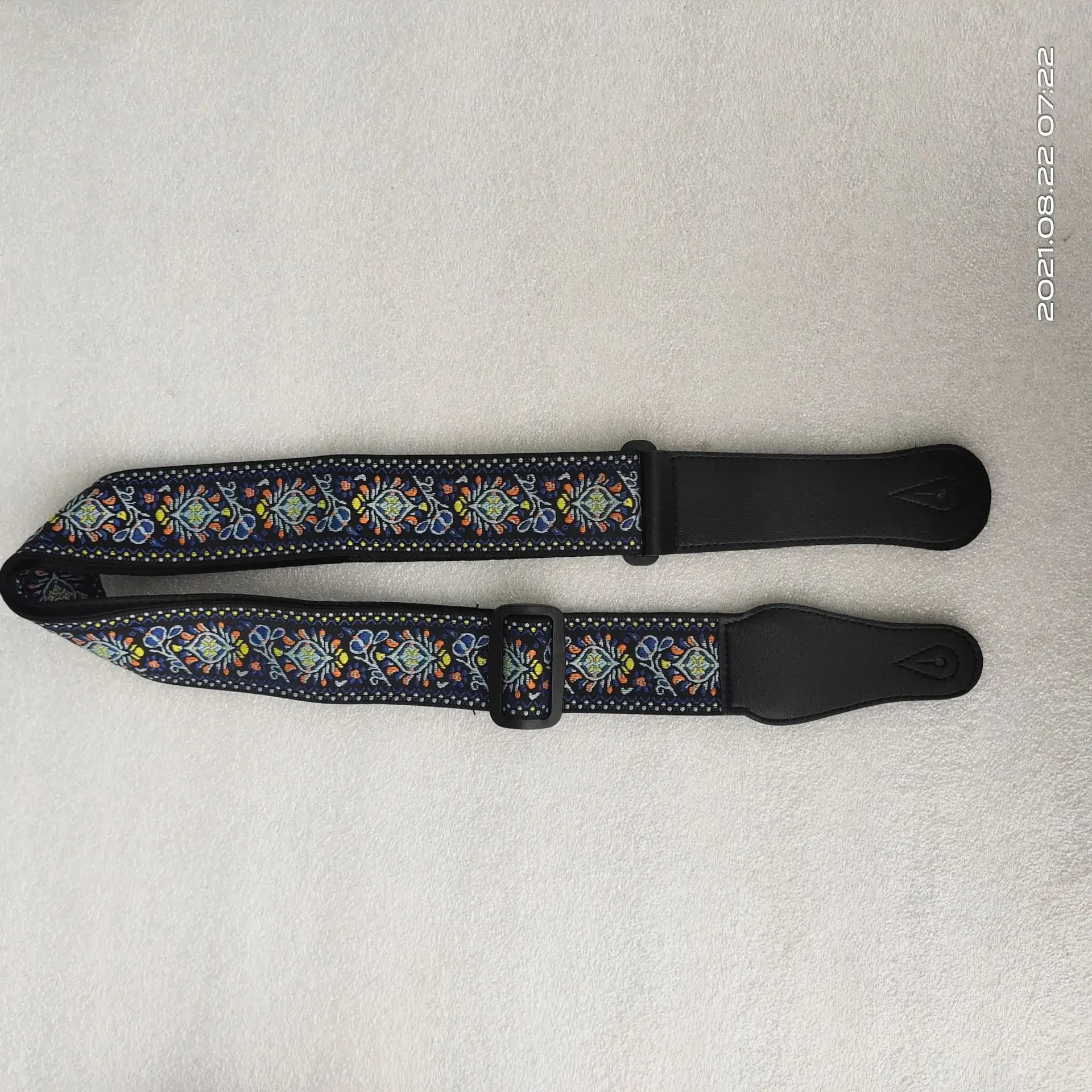 Vibrant Embroidered Cotton Guitar Strap - Extra Wide Adjustable Shoulder Belt