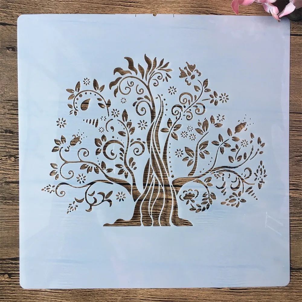 30*30cm Mandala Tree DIY Layering Stencils Wall Painting Scrapbook Coloring Embossing Album Decorative Template