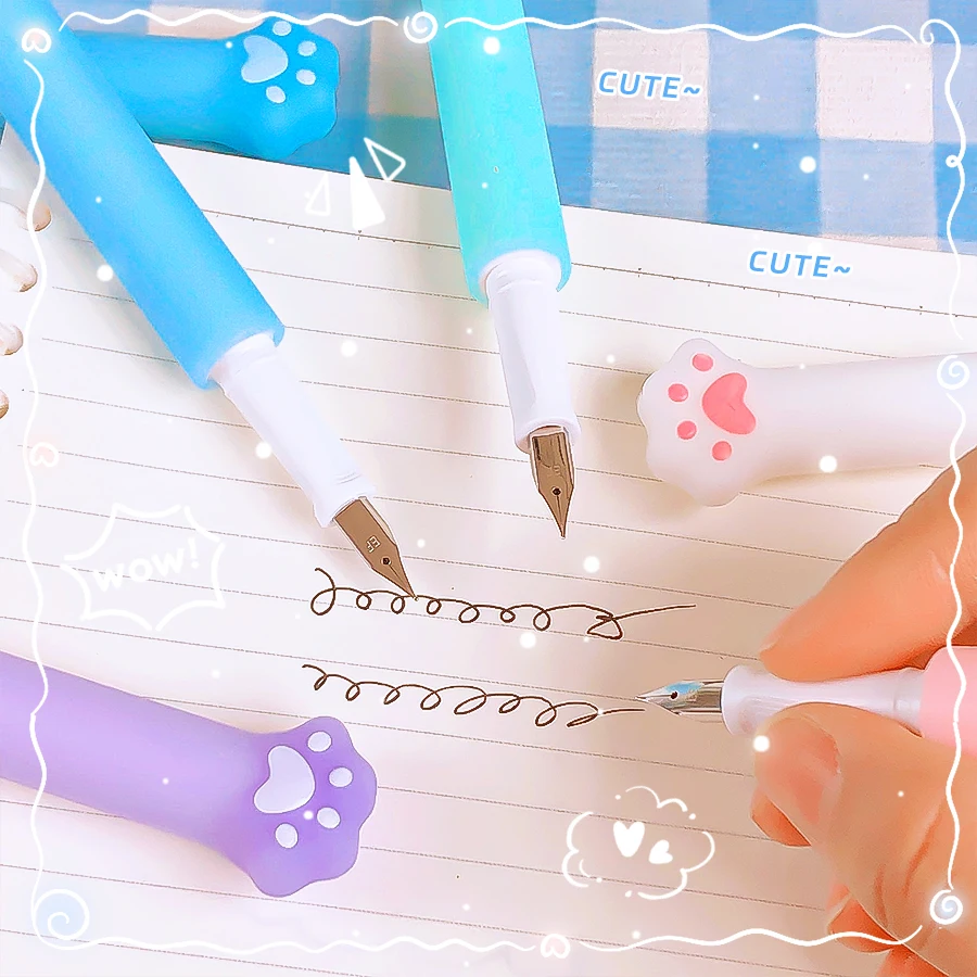 school acsesories cute cat paw ink pen back to school supplies high quality fountain pen Writing Pens office kawaii Stationery