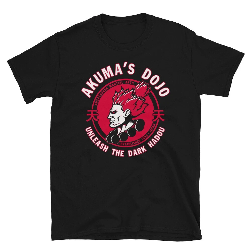 Akuma Dojo Herren-T-Shirt - Street Fighter Retro-Spiel T-Shirt für Gamer. Unisex-Streetwear, locker geschnittenes, lässiges Hemd.