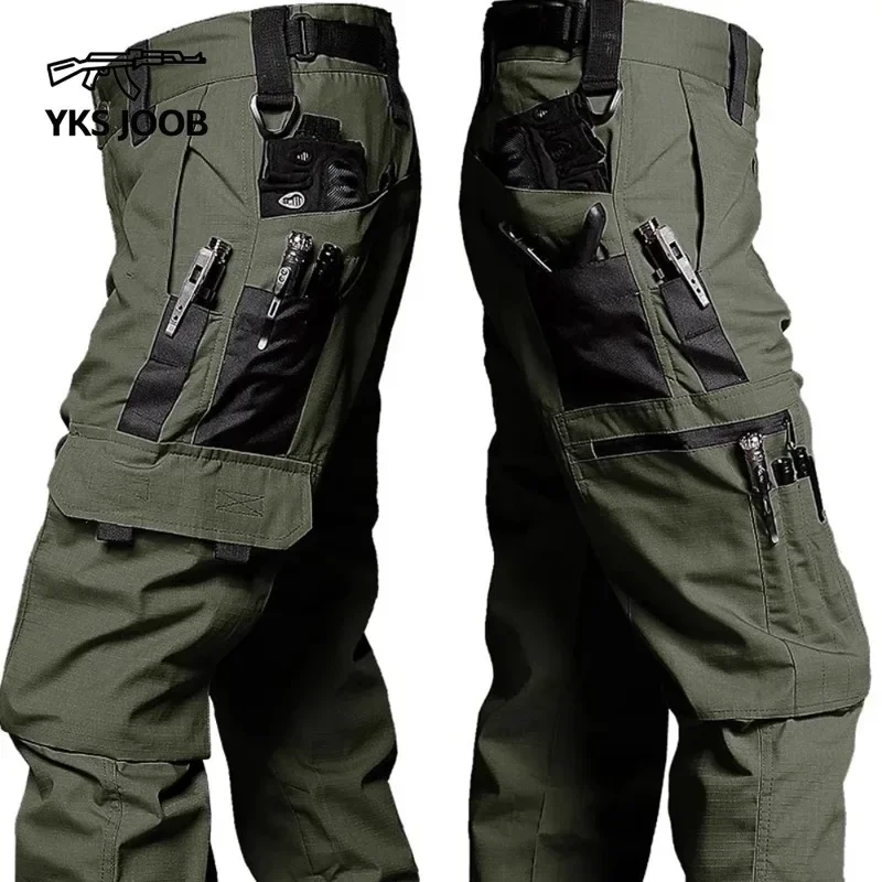 

Водонепроницаемые износостойкие уличные мужские брюки-карго, военные тактические брюки для бега с несколькими карманами, износостойкие весенние брюки
