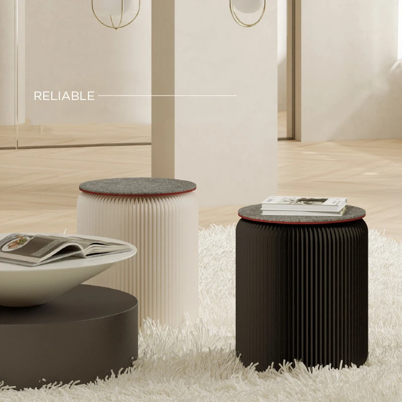 35cm/44cm/50cm Folding Round Stool Chairs Foldable Stool Kraft Paper Shoe Changing Bedroom Furniture