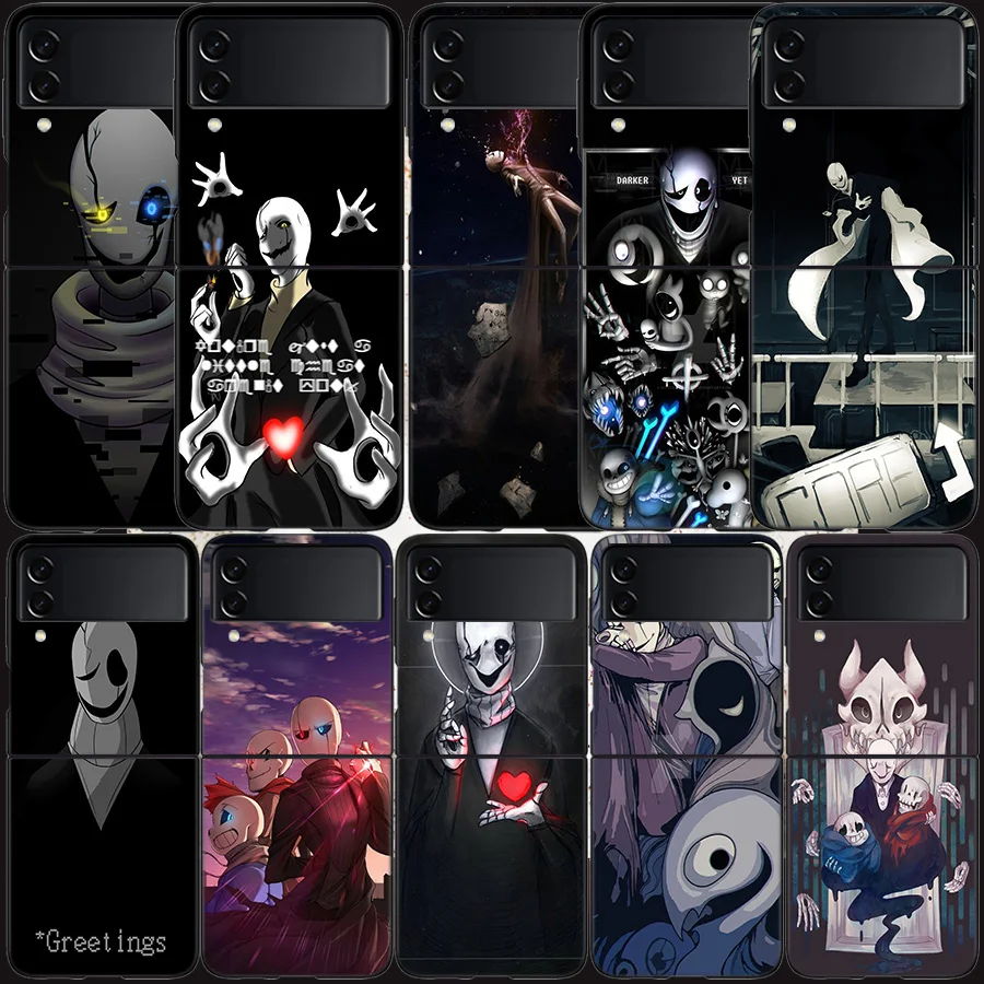 W. D. Custodia Gaster Per Samsung Galaxy Z Flip 3 Flip 5 4 5G Cover Rigida Nera Per Cellulare Samsung Z Flip 5 5G Luxury Pc Shell Coque