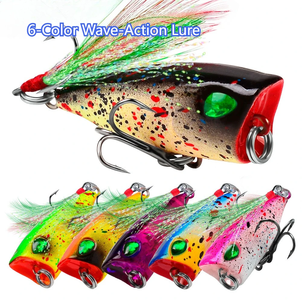 4,3cm 4g Mini Popper Angelköder Oberflächenköder Harter Kunstköder Künstliche Wobbler Plastik Pesca Angelzubehör mit 10 Stück # Federhaken