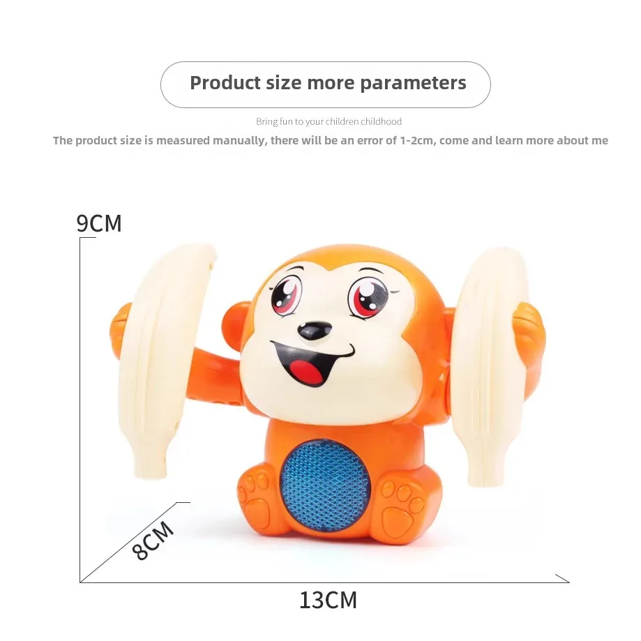 Electric Glowing Rolling Monkey Toy for Kids Practice Head up Crawling Baby Rolling Monkey Plush Toys from China Mainland