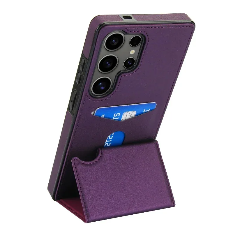 Luxury Leather Wallet Case with Card Holder and Shockproof Back Cover