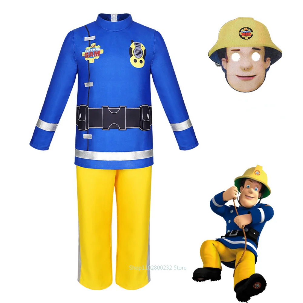 

Fireman Sam Children's Clothes Cosplay Costumes Birthday Carnival Party Performances Outfit Firefighter Sam Uniform 3-9 Years