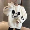 Disney Cute Mickey Minnie Mouse Hoodies Women Autumn Winter Pullover Tops Cartoons Femme Plus Velvet Clothes 3