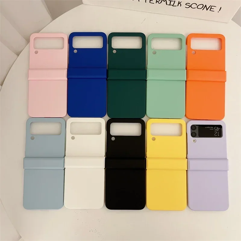 

Candy Color Phone Case For Samsung Galaxy Z Flip 5 4 3 5G Hinge Plastic Back Cover