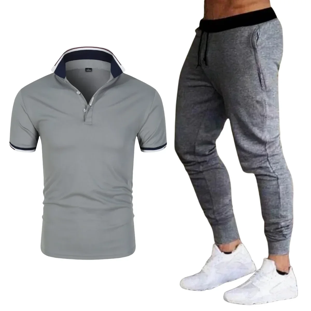 

2024 Summer Men 2-piece Set Casual Fashion Short Sleeve Polo Thin Pants Suit Business Casual Men Clothes Sweatpants Tracksuit