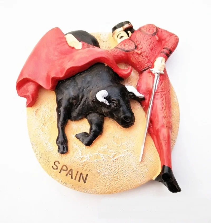 World Tourism Memorial Fridge Spanish Bullfight Resin 3D Refrigerator