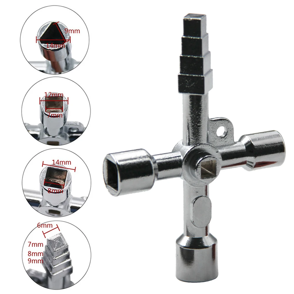 4in1 Silver Key Wrench Electrical Elevator Control Cabinet Valve Inner Triangle Quadrangle Screwdriver Tool Set 5