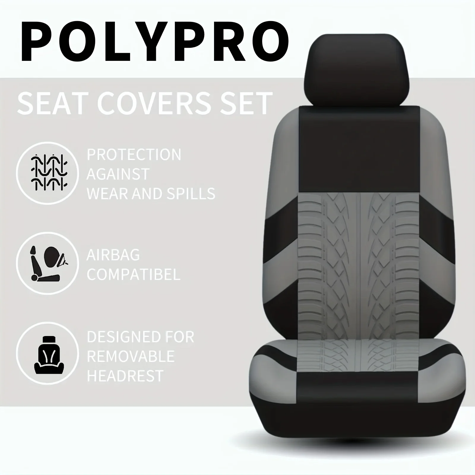 2 vordere Autositzbezüge aus Polyester für Auto, universelles Tuch, SUV, Limousine, Van, Automobil-Innenbezüge – Detail 2