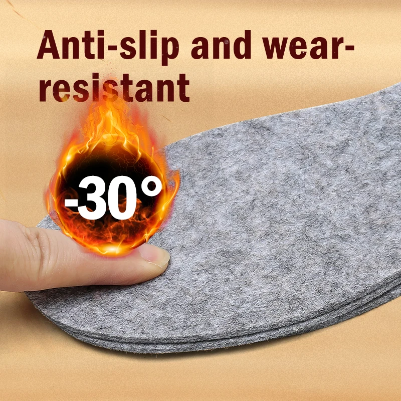 Woolen Felt Insole For Winter Warmth Men's and Women's Cold and Odor Resistant Comfortable Cotton Insole Can Be Trimmed