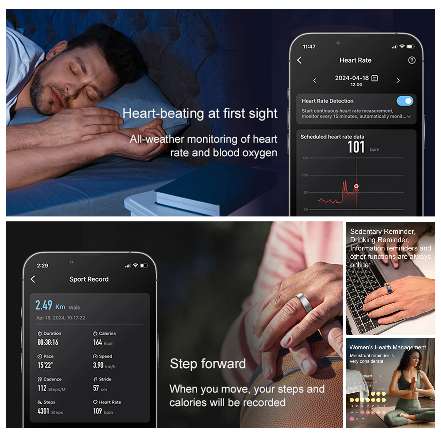 Smart Health Ring with Charging Dock 2