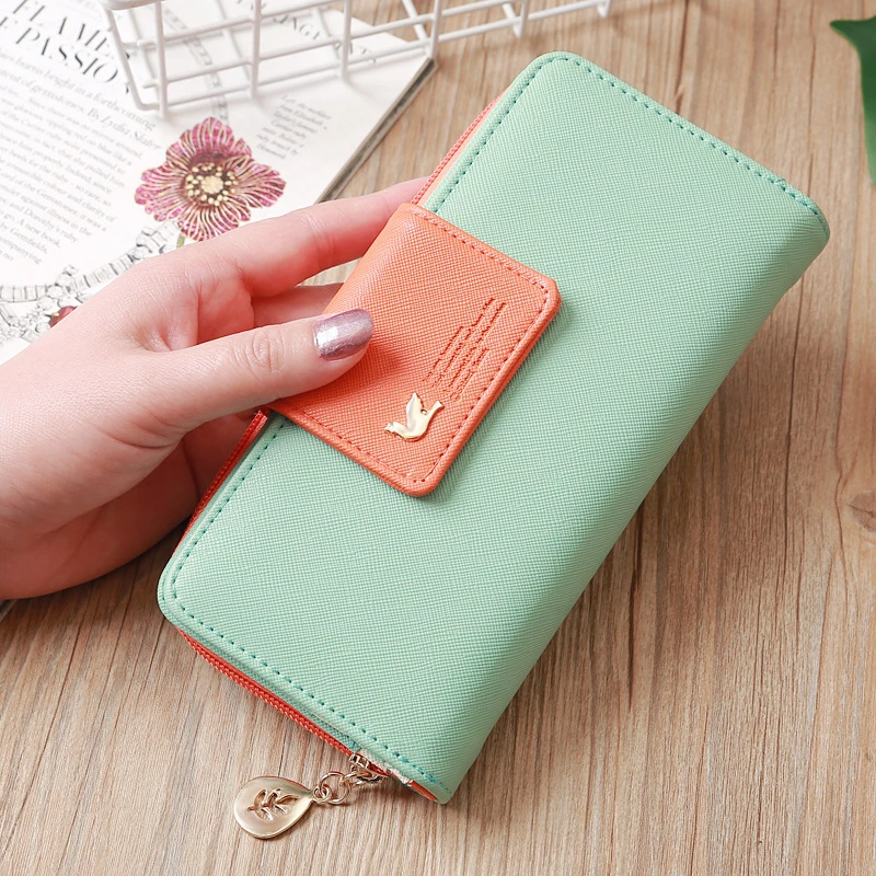 

Fashion Two-Fold PU Leather Women's Long Wallet Zipper Hasp Coin Purse Female Clutch Phone Money Bag ID Credit Card Holder