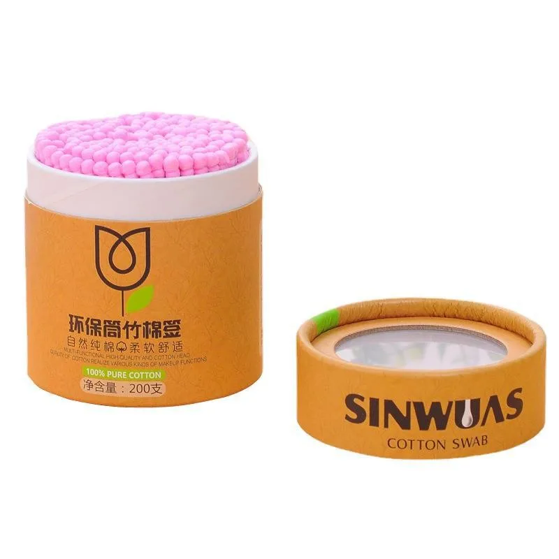 100/200pcs/Box Bamboo Baby Cotton Swab Wood Sticks Soft Cotton Buds Cleaning of Ears Tampons Cotonete Pampons Health Beauty