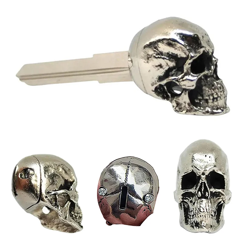 Demon Skull Key Pendant Metal Skull Key Cover Universal Modified Key Decoration,Witchy Car Accessories, Key Cover For Motorcycle 5