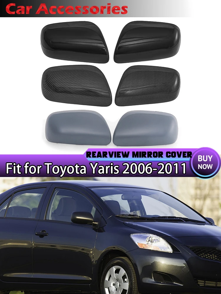 Black Chrome Mirror Cover Trim Kit For Toyota Yaris (2007-2011) By GalaxyMotoInc