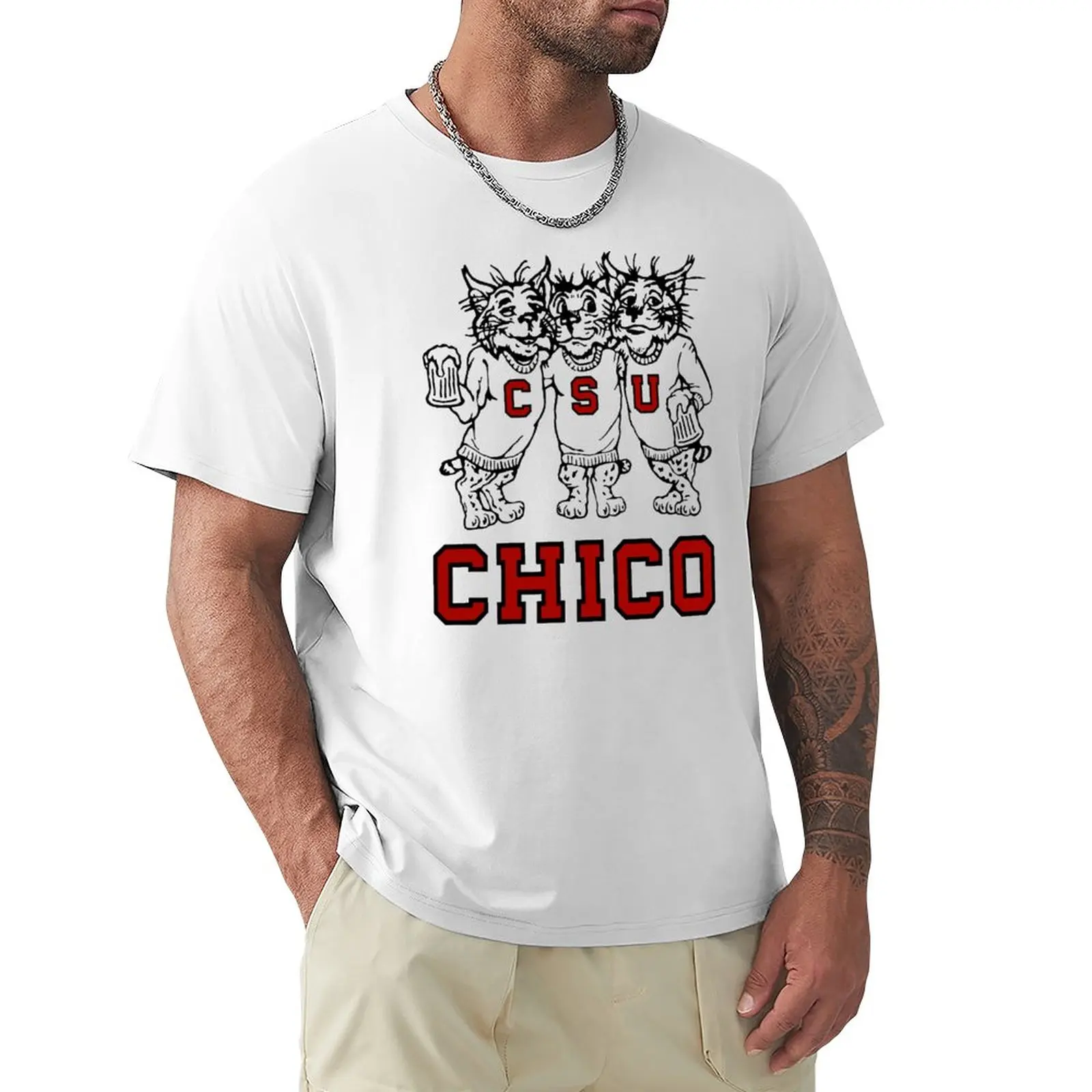Chico State Vintage Drinking Wildcats Logo Dal 1970'S / 1980'S T-Shirt Camicetta Magliette Da Uomo Ad Asciugatura Rapida