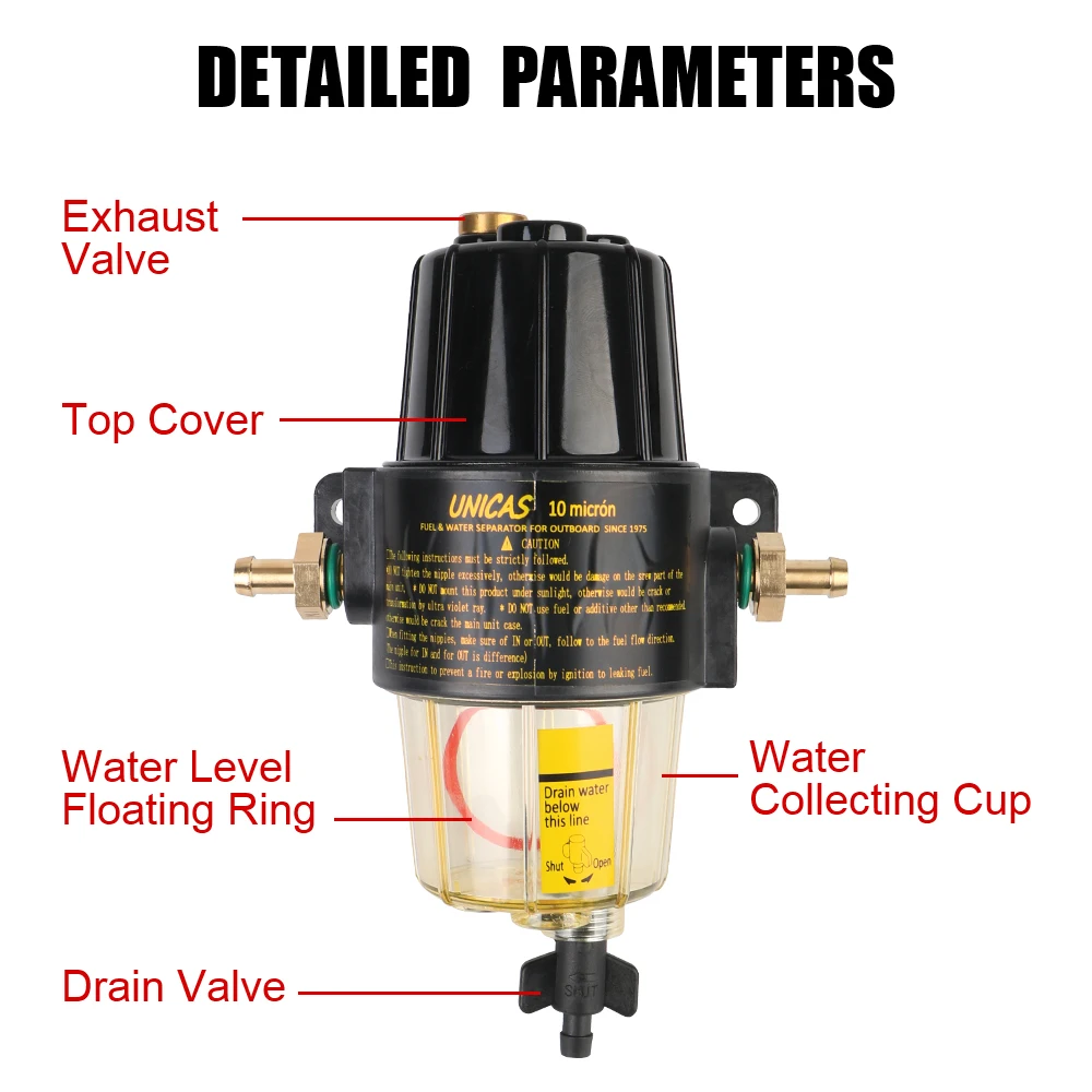 UF-10K Oil Water Separator Tank Boat Diesel Fuel Filter Element Set Outboard Motors Auto Parts Marine Accessories Universal