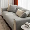 Linen Sofa Cover Solid Color Modern Living Room Anti-slip Combination Sofa Cushion Cover Full Cover Furniture Dust Protection 3