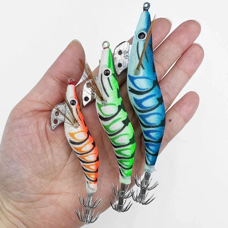 1pc 8.5/10/12cm Squid Jig Head Squid Lure Luminous Octopus Egi Wooden Shrimp Bait Aggie Cuttlefish Fishing Lure Squid Hooks문어에기
