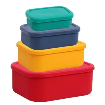 Food-grade Silicone Lunch Box Sets Microwave Heating Sealed Fresh-keeping Box Silicone Bowl Picnic Box,Snack And Fruit Lunch Box