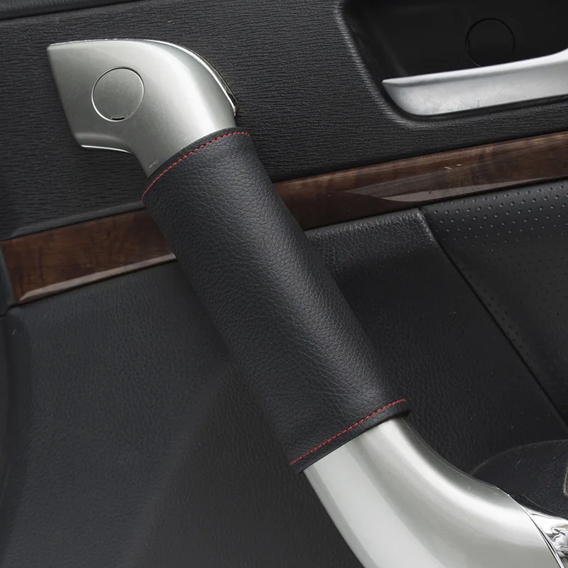 Premium Car Interior Door Handle Protector Covers - PU Leather Upholstery Armrest Trim, Set of 2