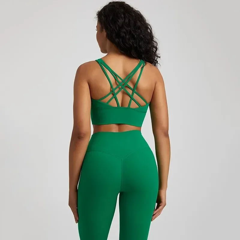 Lemon High Strength Women Fitness Bra Sweat-wicking Sports Bra Top Cross Back High Impact Comprehensive Training Jogging