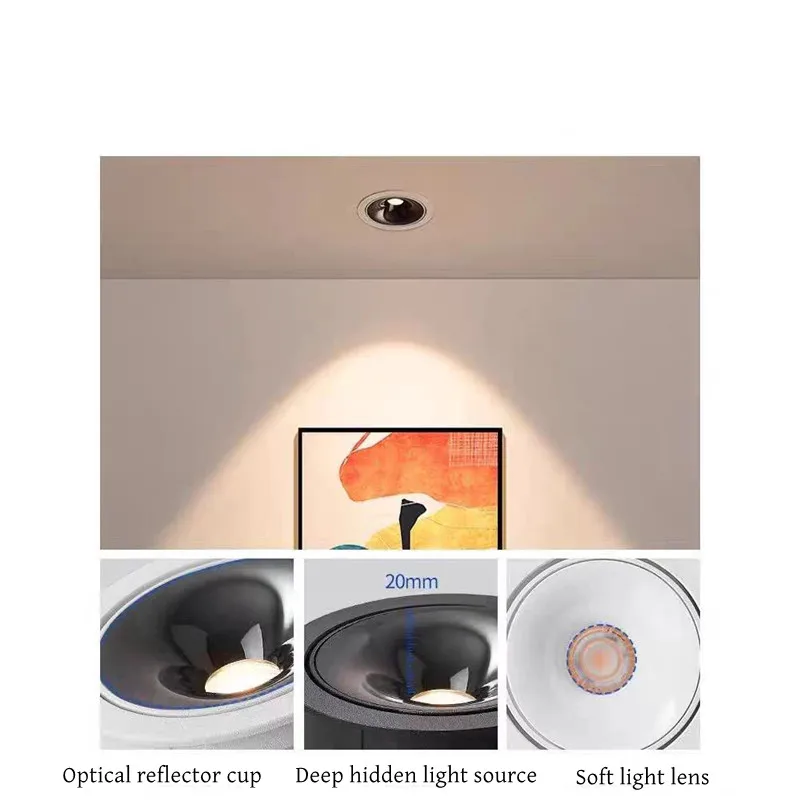 Led Downlight Recessed Ceiling Spotlight Zigbee 3.0 embedded LED COB spotlight ultra-thin dimming anti glare aluminum tube light Suitable For Living Room And Bedroom