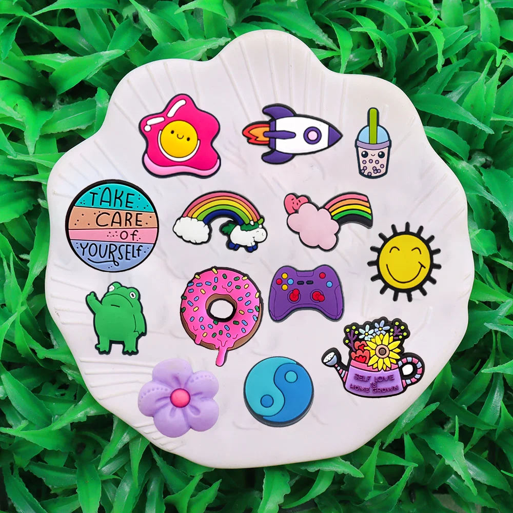 

1Pcs Jibz PVC Donut Milk Tea Garden Shoe Decorations For Croc Charms Jibz Garden Buckle Accessories Shoe Charms Holiday Gifts