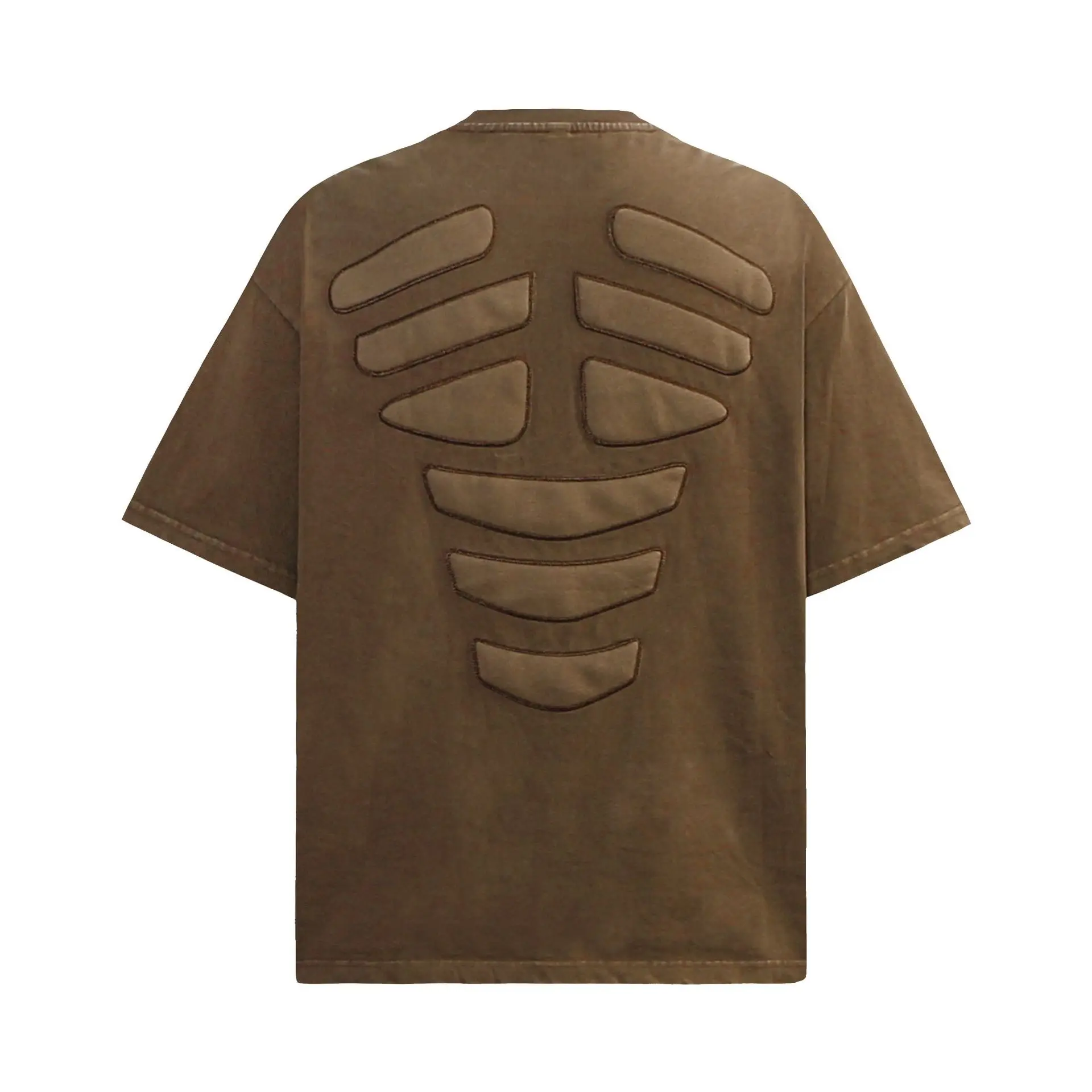 

Футболка мужская оверсайз с вышивкой скелета, модная тенниска в стиле хип-хоп, Винтажная Майка с эффектом варения, топ с коротким рукавом в стиле ретро