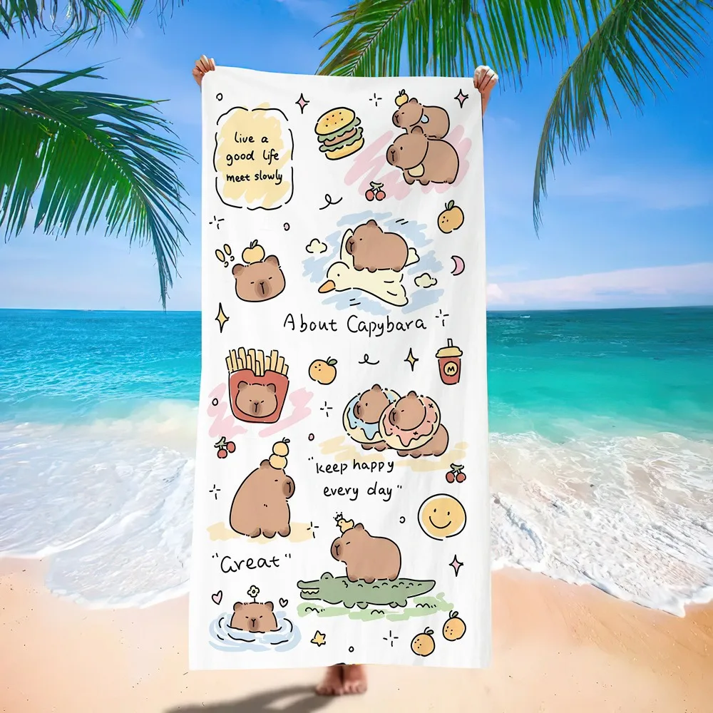 Capybara-Handtuch, Mikrofaser-Strandtuch, saugfähig, schnell trocknend, weich, für Yoga, Schwimmresort, Bergsteigen – Detail 14