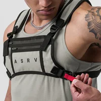 Running Chest Rig Gym Bag Mens Hip Hop Streetwear Waist Bag Tactical Vest Pack Mobile Phone Holder Workout Fitness Sports Bags 2