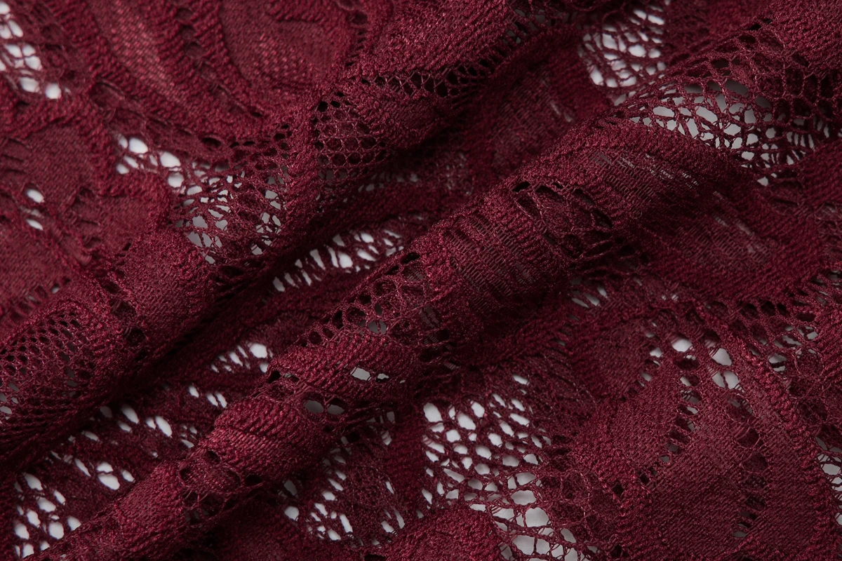 Hugcitar Damen-T-Shirt, elegant, Spitze, Schlitzausschnitt, lange Ärmel, sexy, durchsichtig, Rüschen, kurz geschnitten, weibliche Kleidung, Geburtstag, Nachtclub – Detail 11