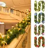Christmas Garland with Lights Prelit Christmas Garland 9Ft Artificial Led Lights Battery Operated Red Garland Decoration Flower 2