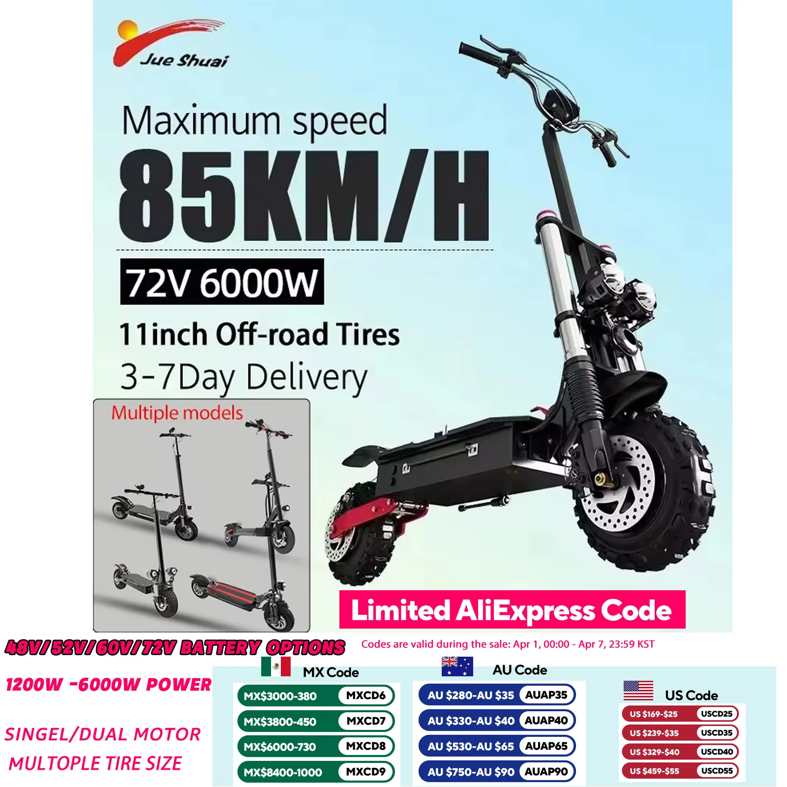 High-Power Foldable Off-Road Electric Scooter 1