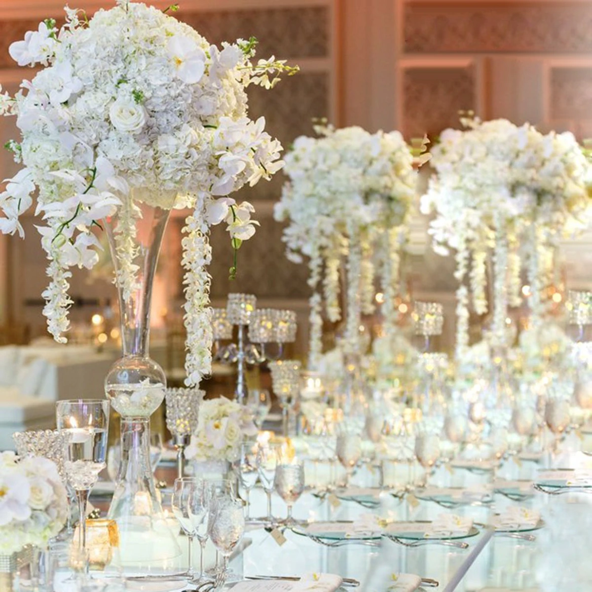 

3 pcs Wedding Party ceremony transparent clear acrylic wedding pedestal columns vase for wedding backdrop stage