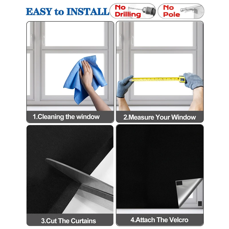 Blackout Shades for Window 100% Blackout Curtains Portable Room Darkening Office Travel Use for Baby Nursery Bedroom & Dorm Room 5