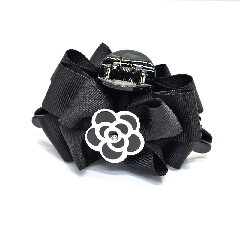 Hairpin Grip Clip Korean Cloth Medium Camellia Flower New Clips Ribbon Temperament Adult Banana Vertical Card Hair Accessories