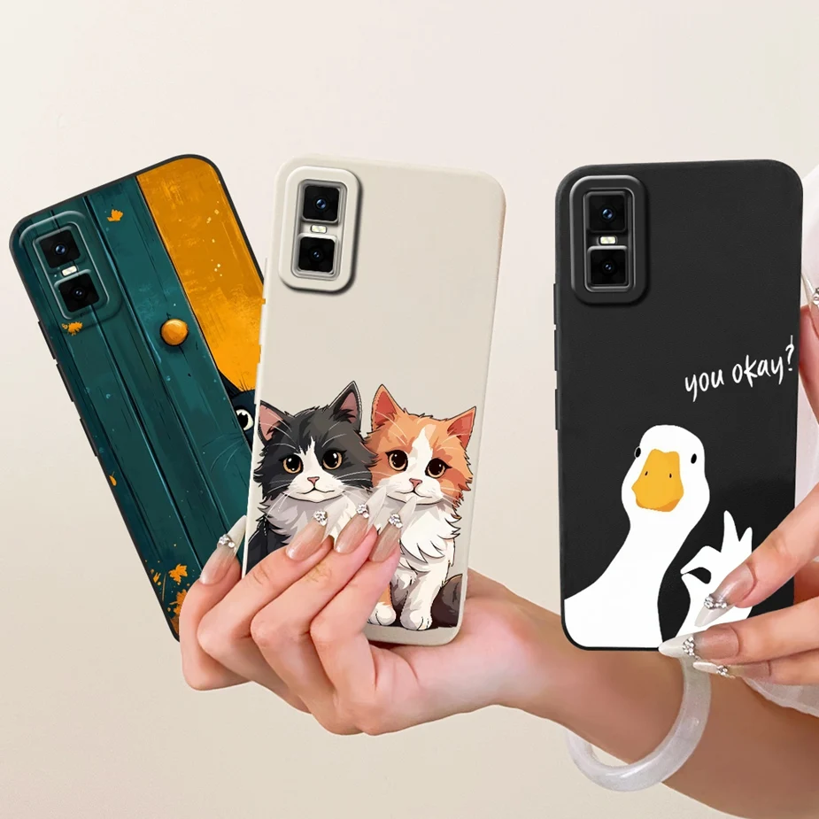 Cute Cat Duck Cartoon Soft TPU Matte Phone Case