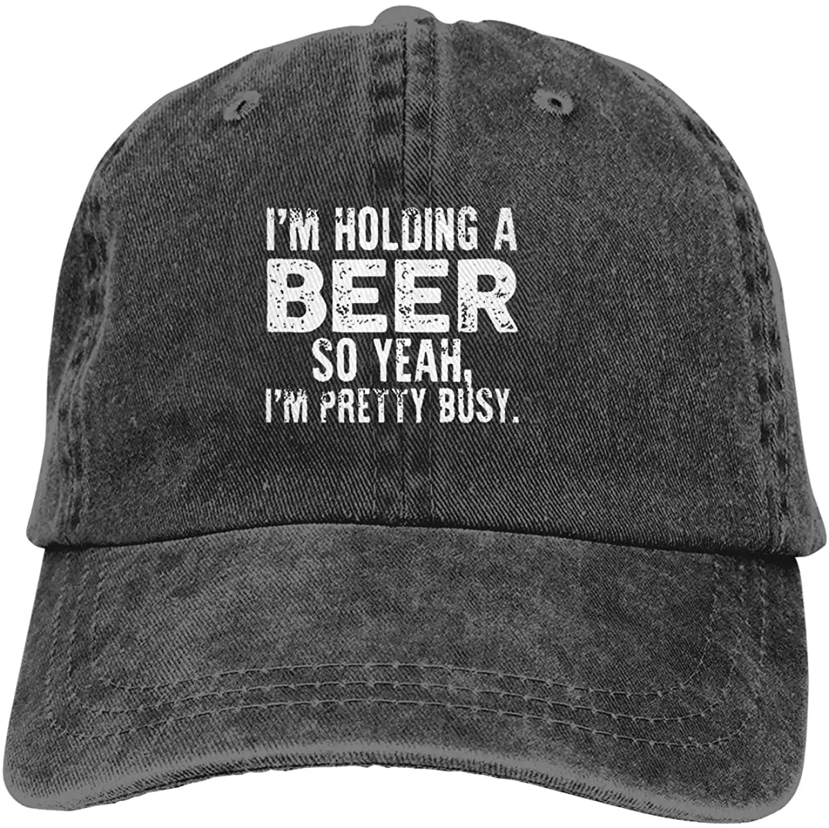 

Unisex I'm Holding A Beer So Yeah I'm Pretty Busy Denim Hat Adjustable Washed Dyed Cotton Dad Baseball Caps