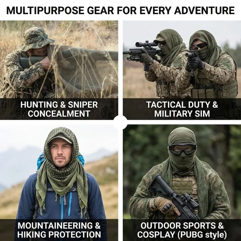 Breathable Camouflage Lightweight Outdoor Mesh Scarf and Veil