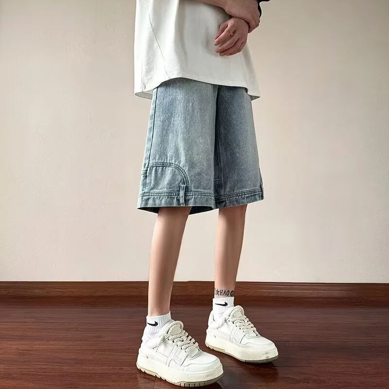 

Men's Shorts Men's Summer Jeans American Style Denim Baggy Shorts Retro Distressed Washed Loose Straight Leg Wide Leg Pants