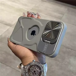 Luxury Hollow Out Lens Dazzling Holder Stand Phone Case with Air Back Cover - iPhone 13 Pro Max (Gary Phone Case)