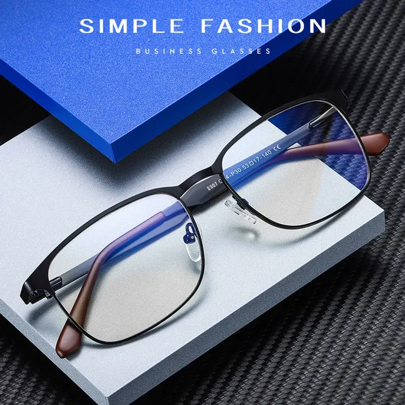 

Rectangle Glasses Male Full Rim Metal Frame Eyewears Business Style Square Shape Frame Optical Spectacles Custom Lenses